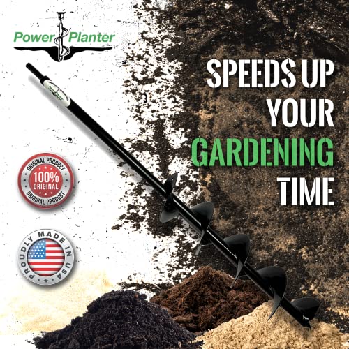 Power Planter Extended Length Garden Auger Drill Bit, 3" x 24" with 1/2" Non-Slip Hex Drive, Auger Drill Bit for Planting Bulbs and Potted Plants