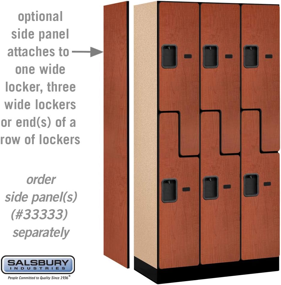 Salsbury Industries 2-Tier S-Style Designer Wood Locker with Three Wide Storage Units, 6-Feet High by 18-Inch Deep, Mahogany