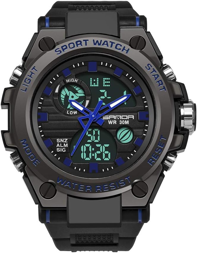 KXAITO Men's Watches Sports Outdoor Waterproof Military Watch Date Multi Function Tactics LED Alarm Stopwatch
