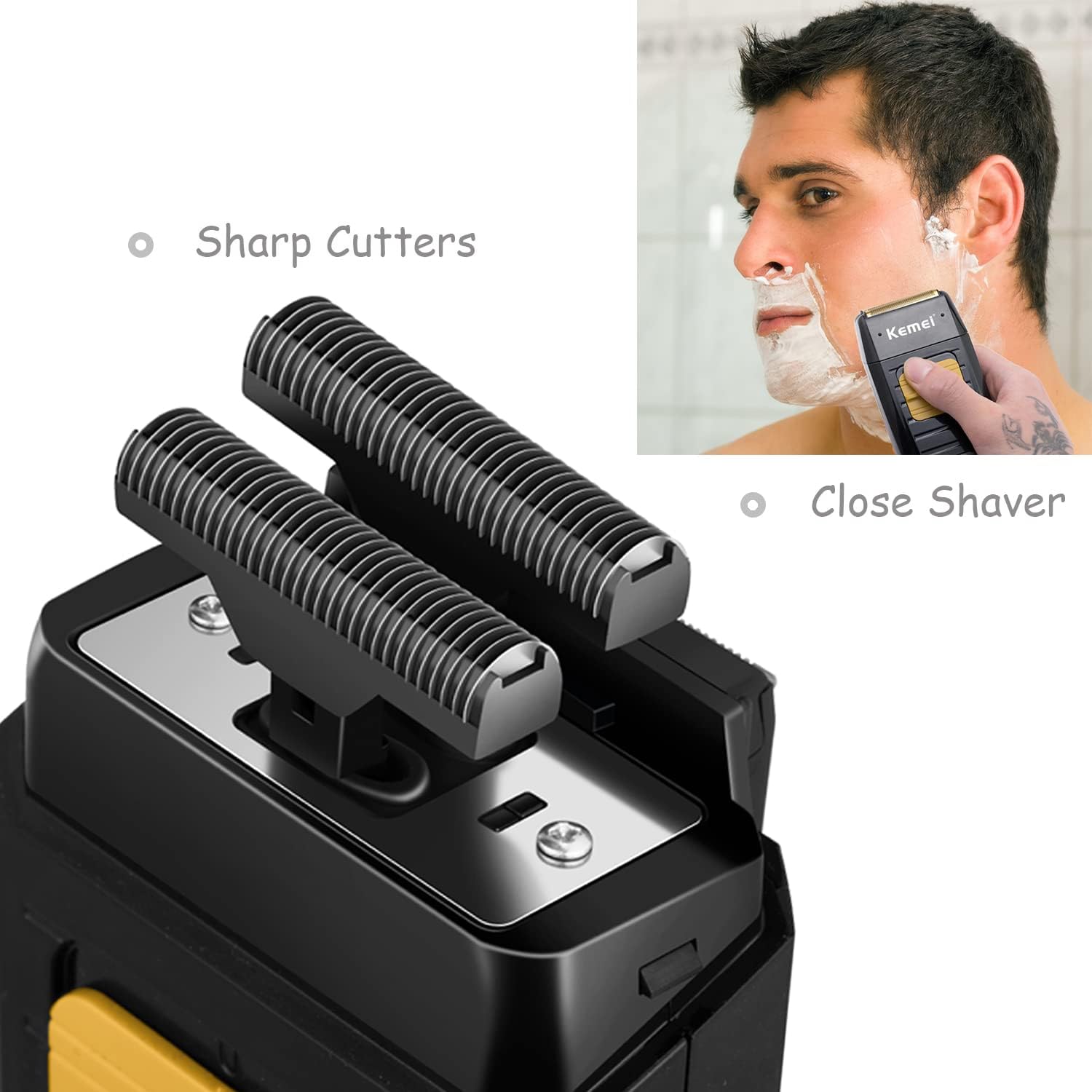 KEMEI Foil Shaver Double Electric Shaver for Men, Professional Electric Razors Head Shaver for Bald Men, Barber Supplies Cordless Rechargeable