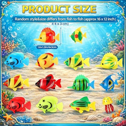 Weewooday 20 Pcs Artificial Moving Fishes Plastic, Random Fish