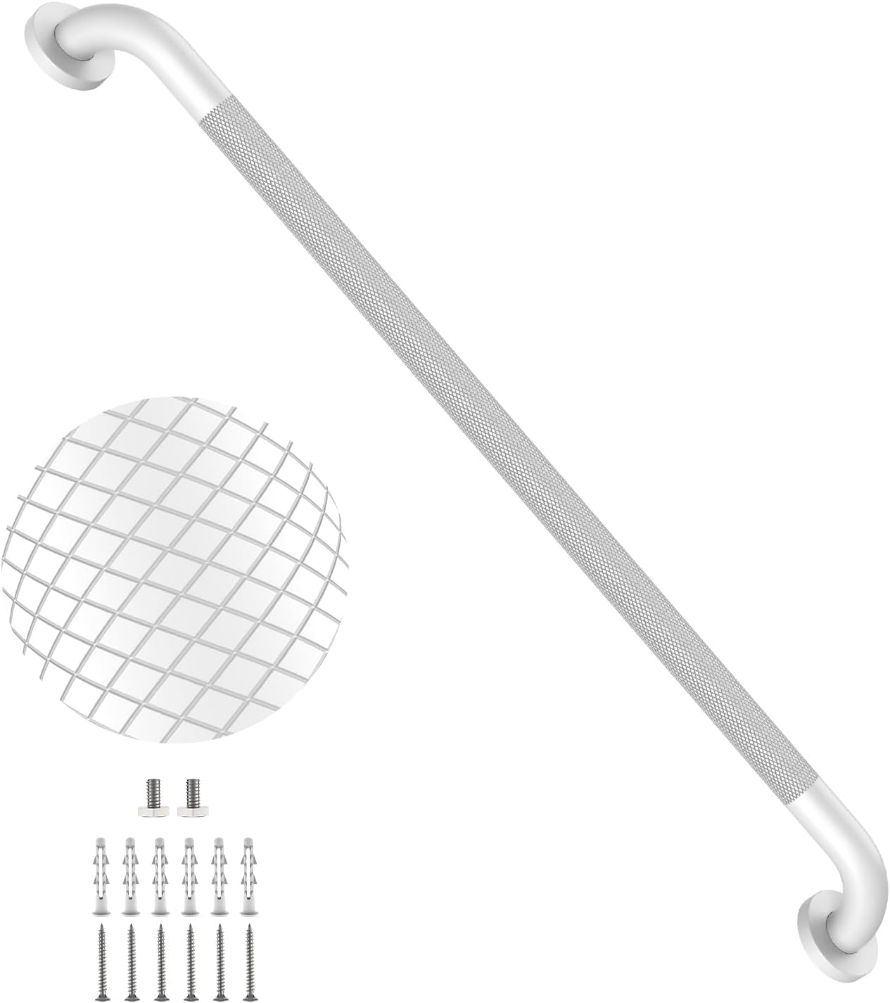 40 Inch Brushed Nickel Shower Grab Bar Anti-Slip Knurled Grip,Safety Handle | YuanDe 1.25" Diameter Stainless Steel Bathroom Grab Bars, Handicap Injury Elderly Senior Assist Support Shower Handle-2Packs
