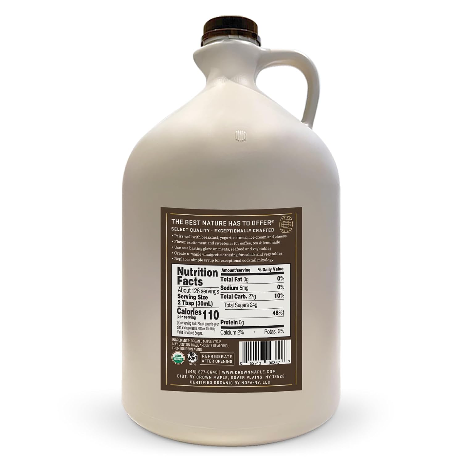 Crown Maple Organic Bourbon Barrel Aged Maple Syrup, Pancakes, Flavor Cocktails, Marinades and Sauces, 12.7 Fl Oz
