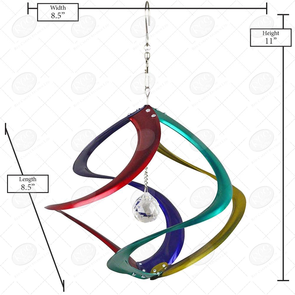 Red Carpet Studios The Original Cosmix Helix Wind Spinner Indoor/Outdoor Hanging Art, 11" Tall, Copper with Blue Planet