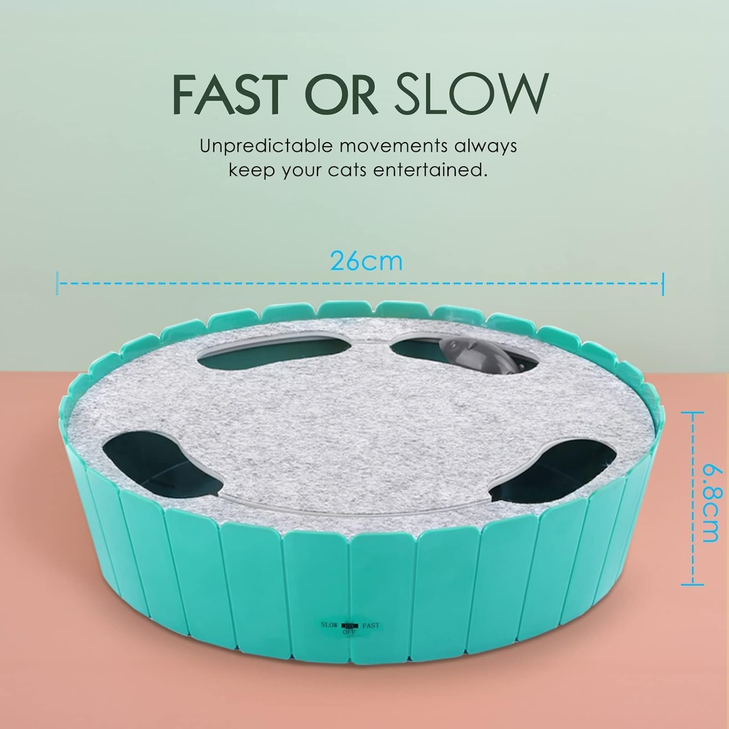 Pawaboo Interactive Cat Toy with Running Mouse, Automatic Track Kitten Toy | Electronic Motion Cat Toy for Indoor Cats, Pop and Play Hide Seek Cats Toys Hunting Mouse for Kitty Play Exercise, Green