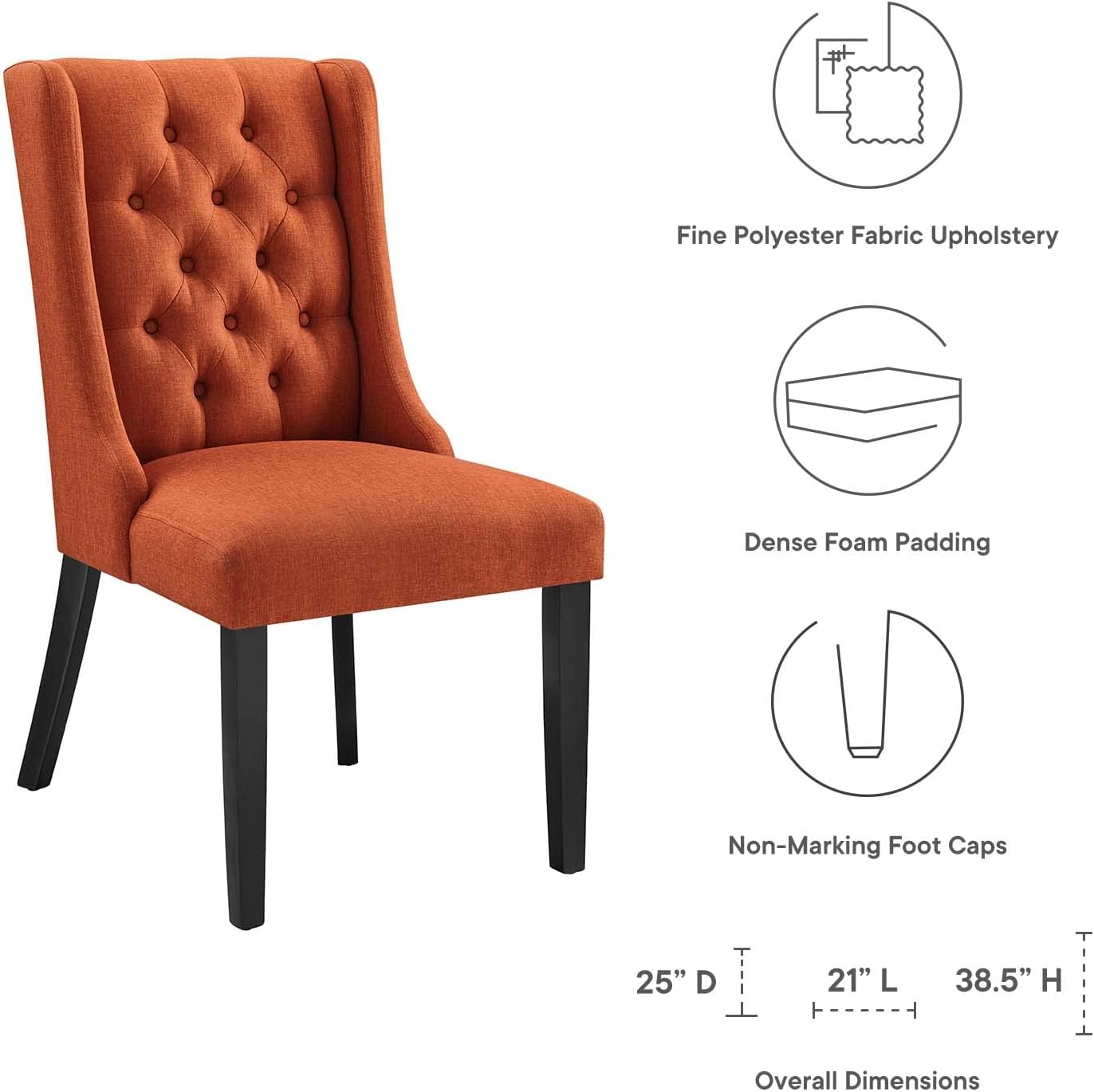 Modway Baronet Modern Tufted Upholstered Fabric Parsons Kitchen and Dining Room Chair in Beige