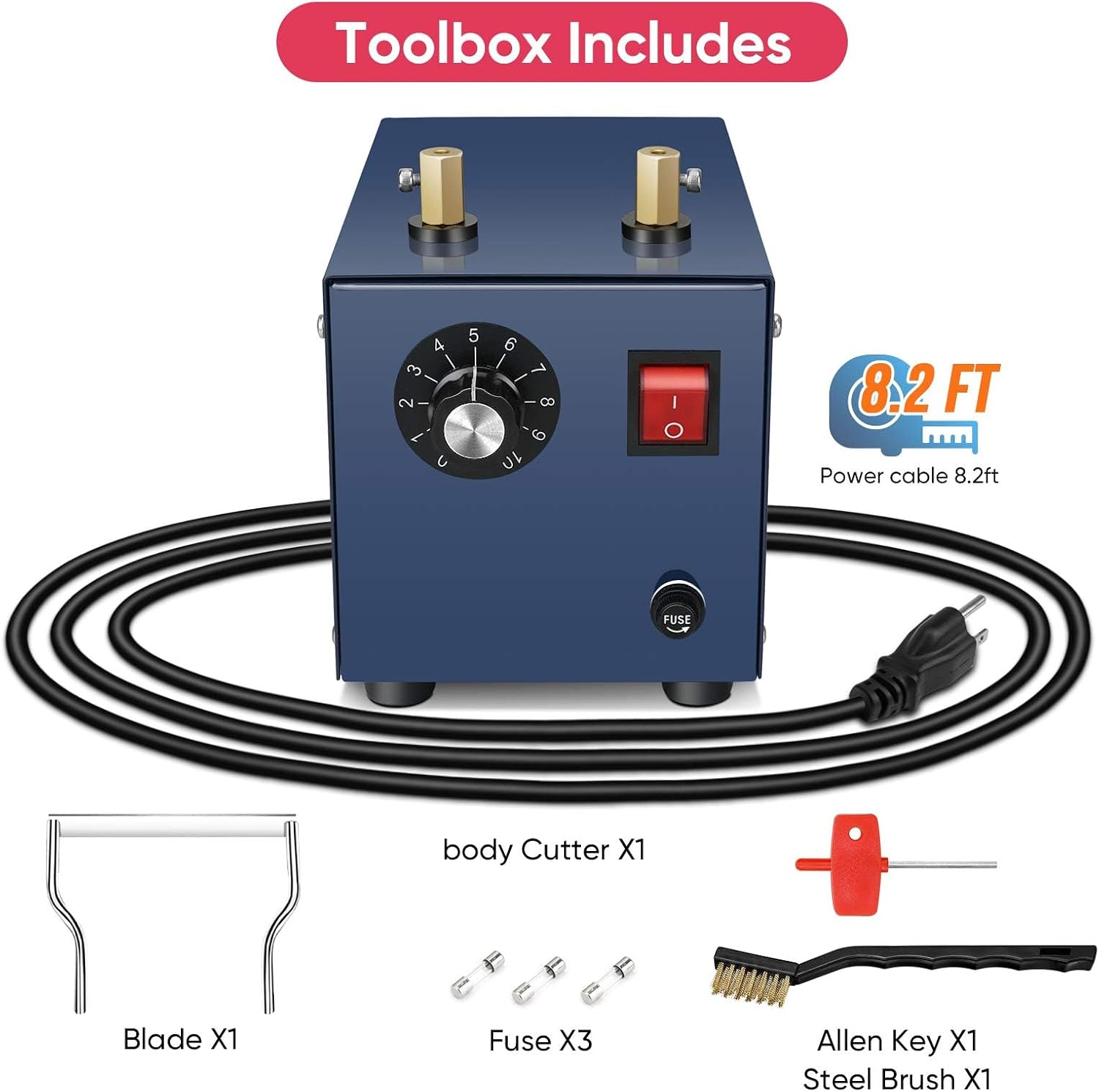 ROMECH 30W Electric Rope Cutter, Hot Knife Thermal Blade, Bench Mount Cutting Tool Kit for Braid Fabric Webbing Belting Ribbon (30W, RM-016)
