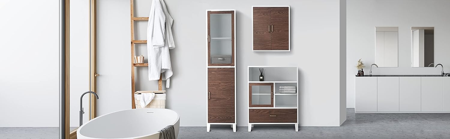 Teamson Home Florence 26 in. x 32 in. 2-Door Freestanding Wooden Floor Cabinet with Adjustable Shelves for Storage Solutions in Bathrooms, Kitchens, Laundry Rooms, Home Offices, White | Freestanding Wooden, Adjustable Shelves, For Bathrooms, Kitchens, La…