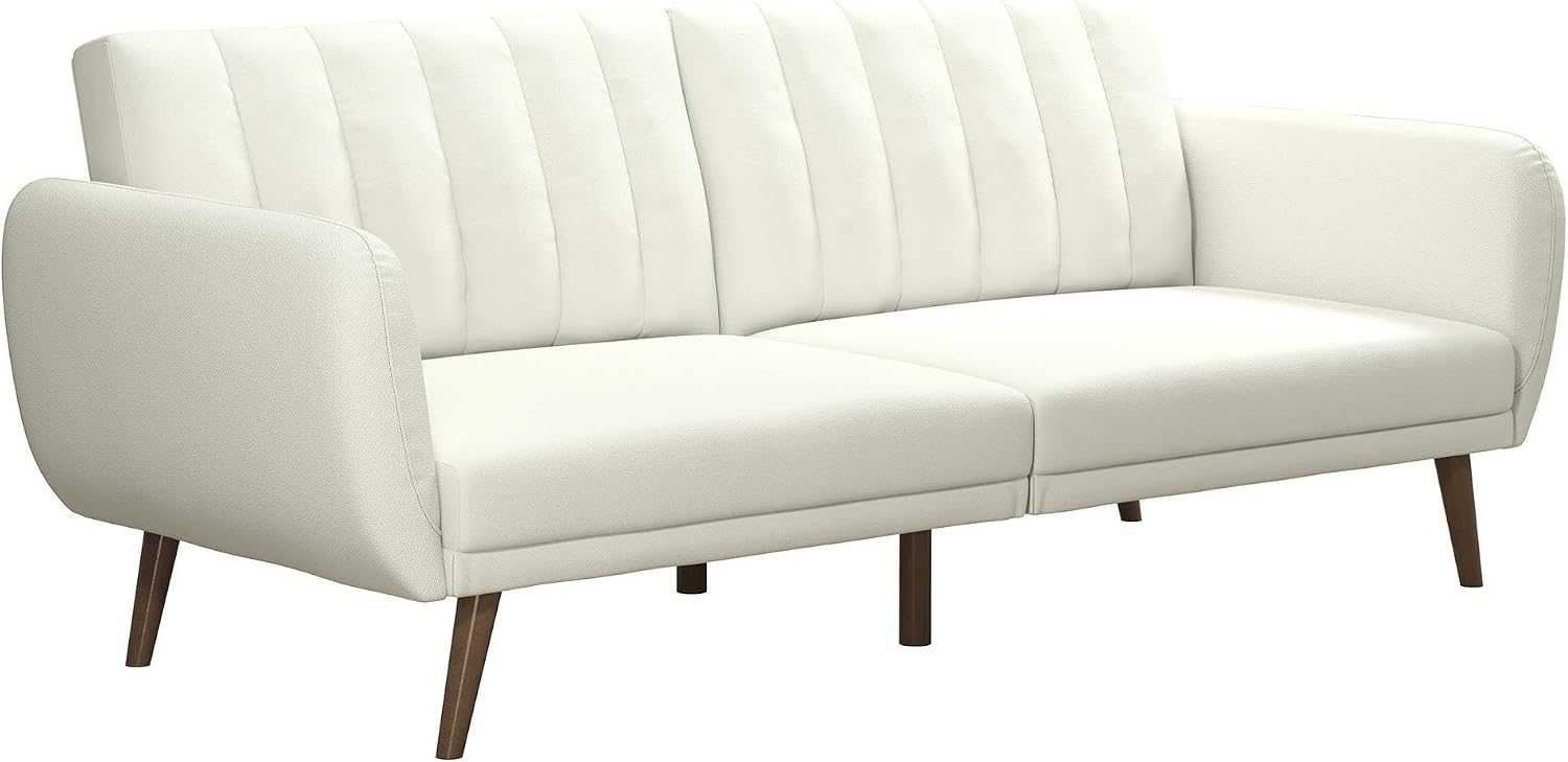 Novogratz Brittany Futon Sofa Bed and Couch Sleeper, Camel Faux Leather