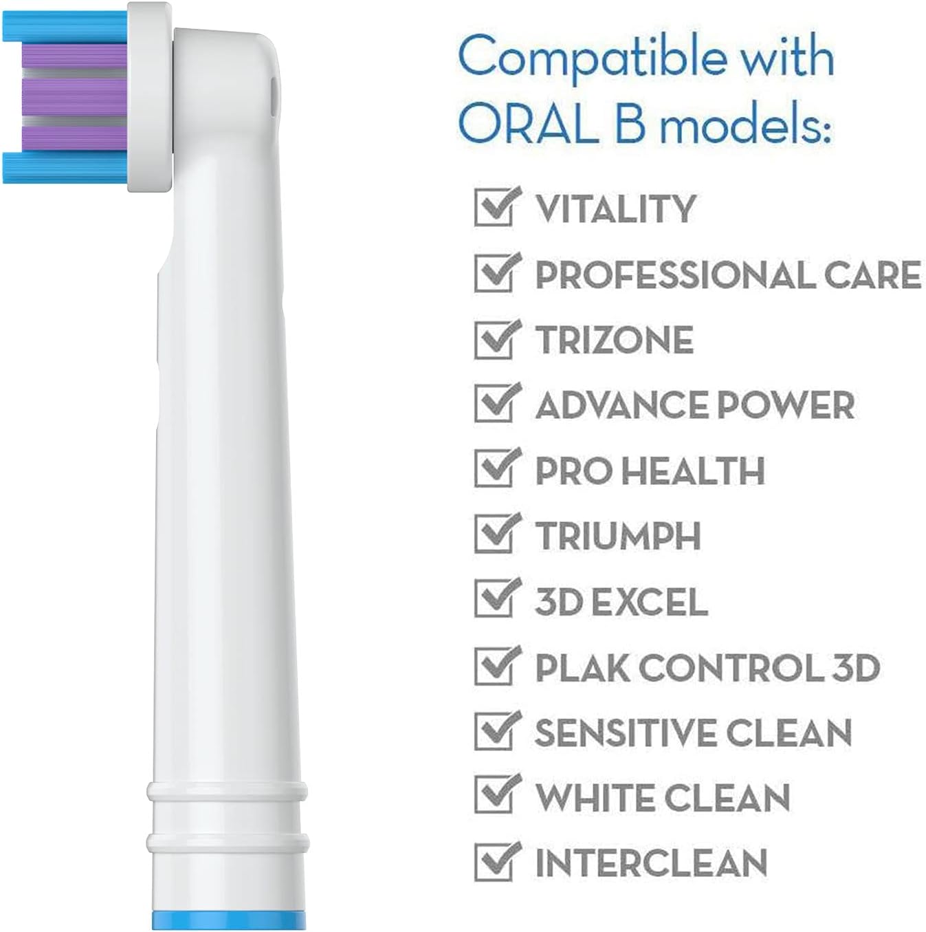 Replacement Toothbrush Heads for Oral-B, 4 Pack Replacement Heads Compatible with Oral B Braun Electric Toothbrush, 1 Count (Pack of 4)