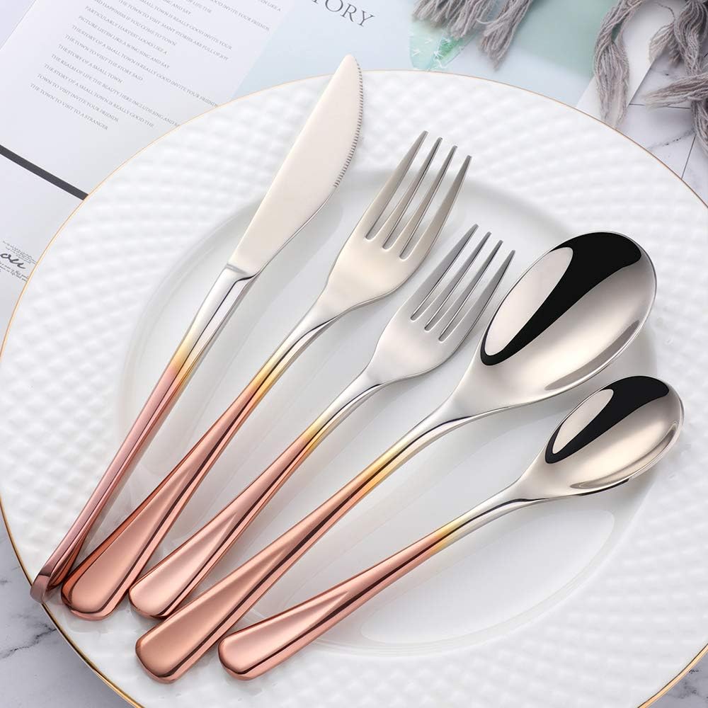 Silverware Set Stainless Steel 20 Piece Flatware Set Kitchen Cutlery Heavyweigh Utensil Service for 4 Include Knife Fork Spoon, Mirror Finish