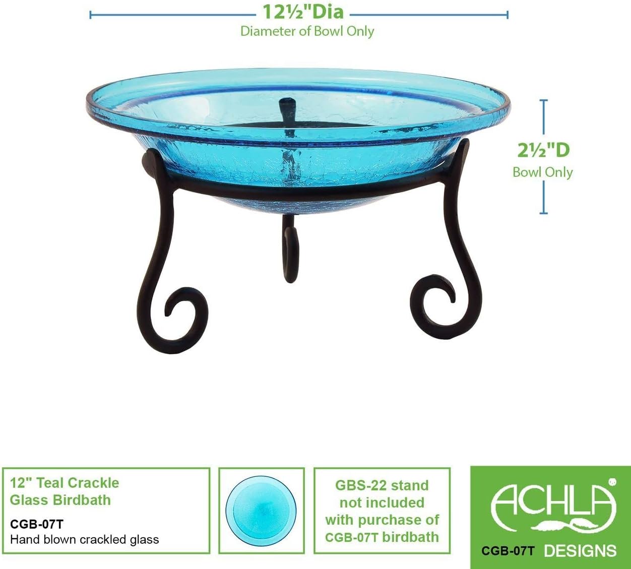 Achla Designs Crackle Glass Bowl, 12-in, Mandarin