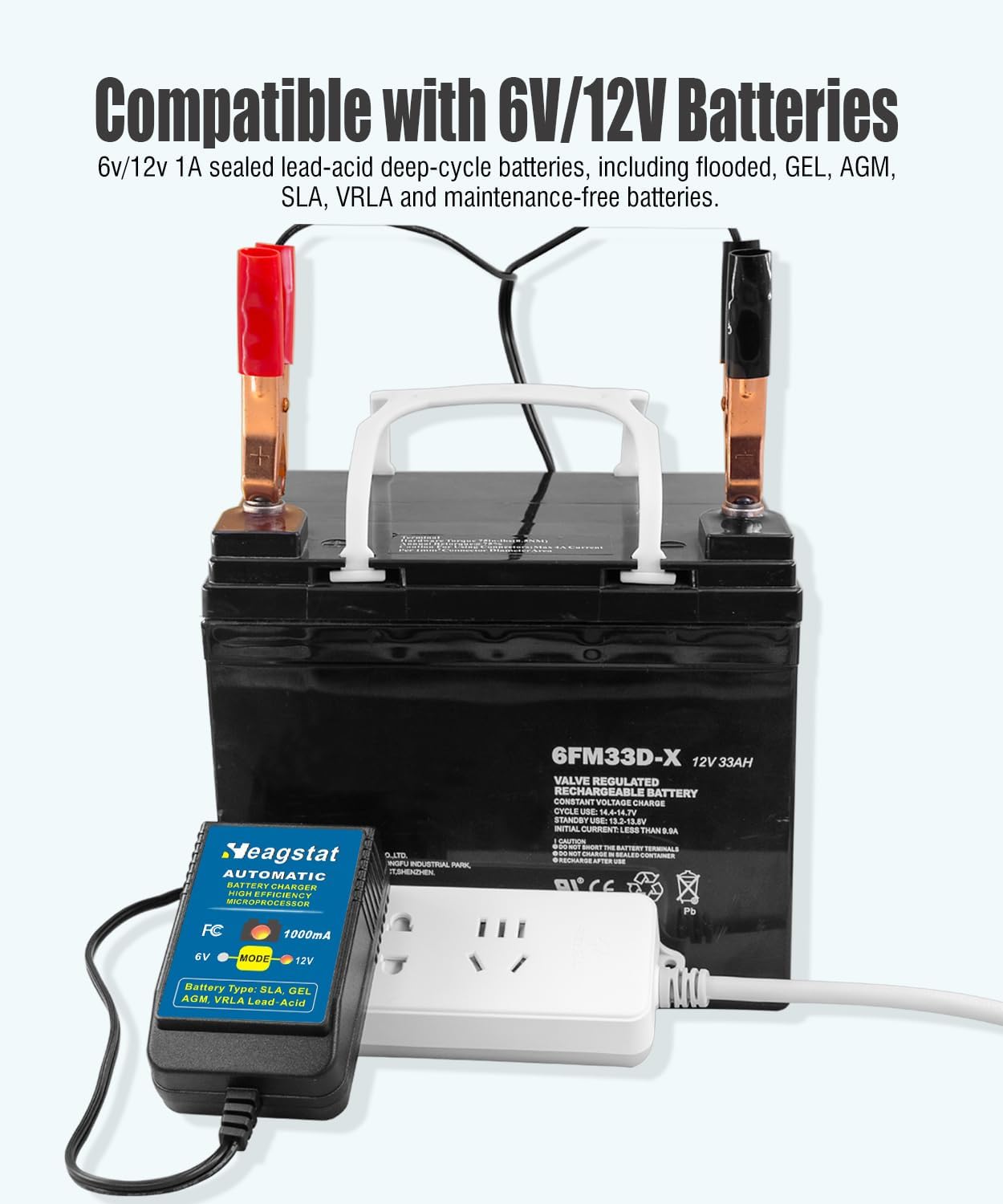 Heagstat HEAG020 Trickle Battery Charger, 12V 2000mA Battery Maintainer