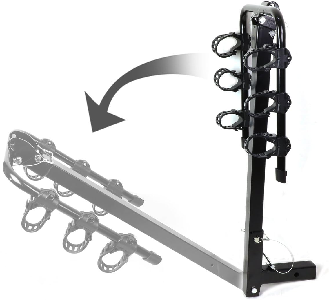 Auto Dynasty 2 Inches Hitch Fold-Up Mount Rear Trailer Bicycle/Bike Rack Carrier Storage (Powdered Coated Black)
