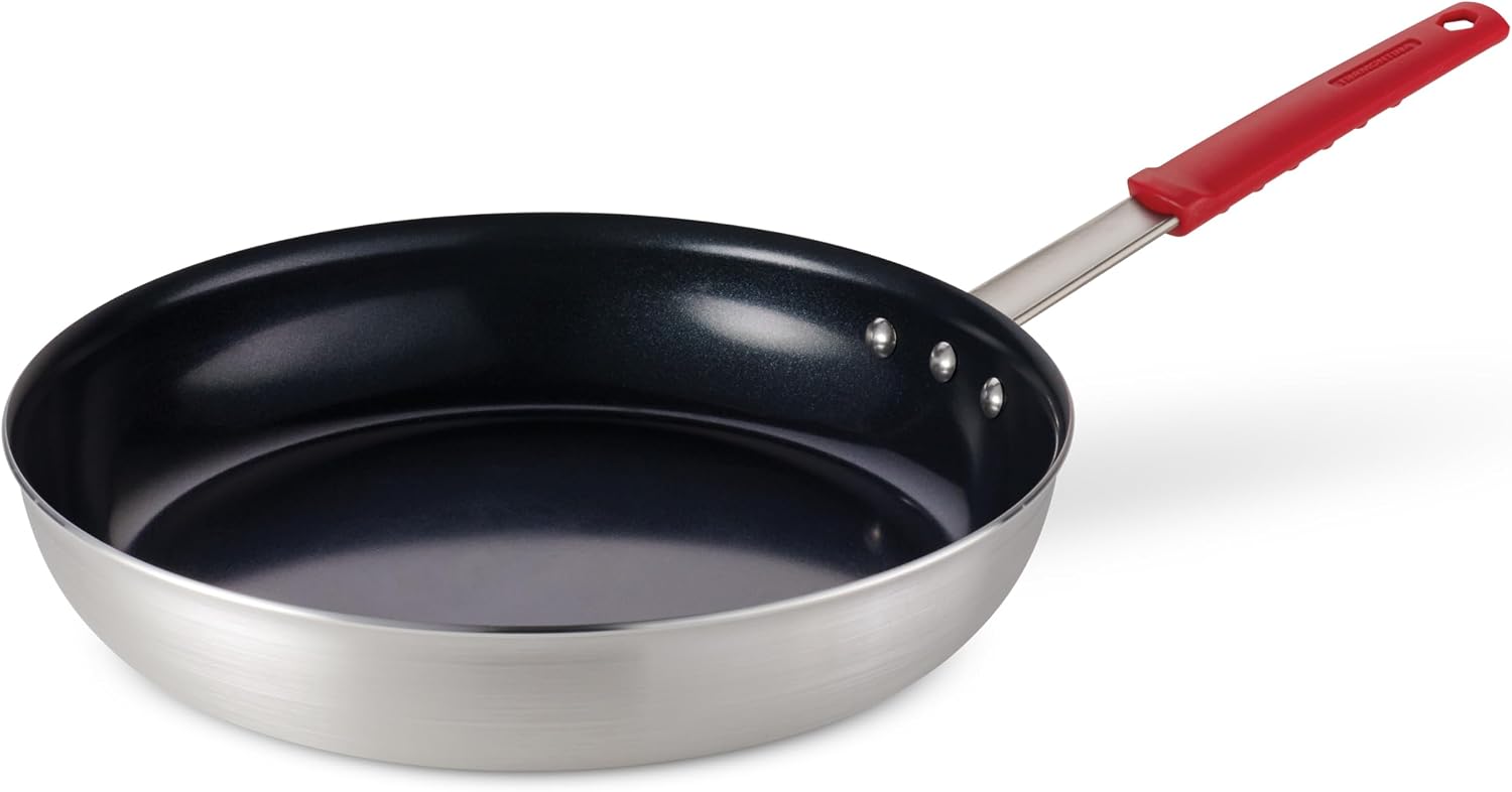 Tramontina Professional 8-Inch Non Stick Small Frying Pan | Heavy-Gauge Aluminum Skillet with Reinforced Nonstick Coating, Red Handle, Dishwasher and Oven Safe, Made in Brazil