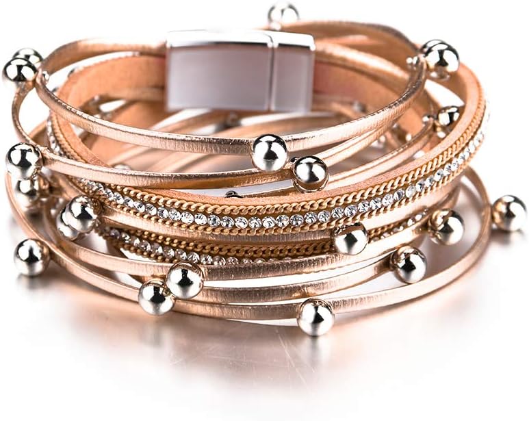 Fesciory Leather Wrap Bracelets for Women, Boho Western Layered Jewelry