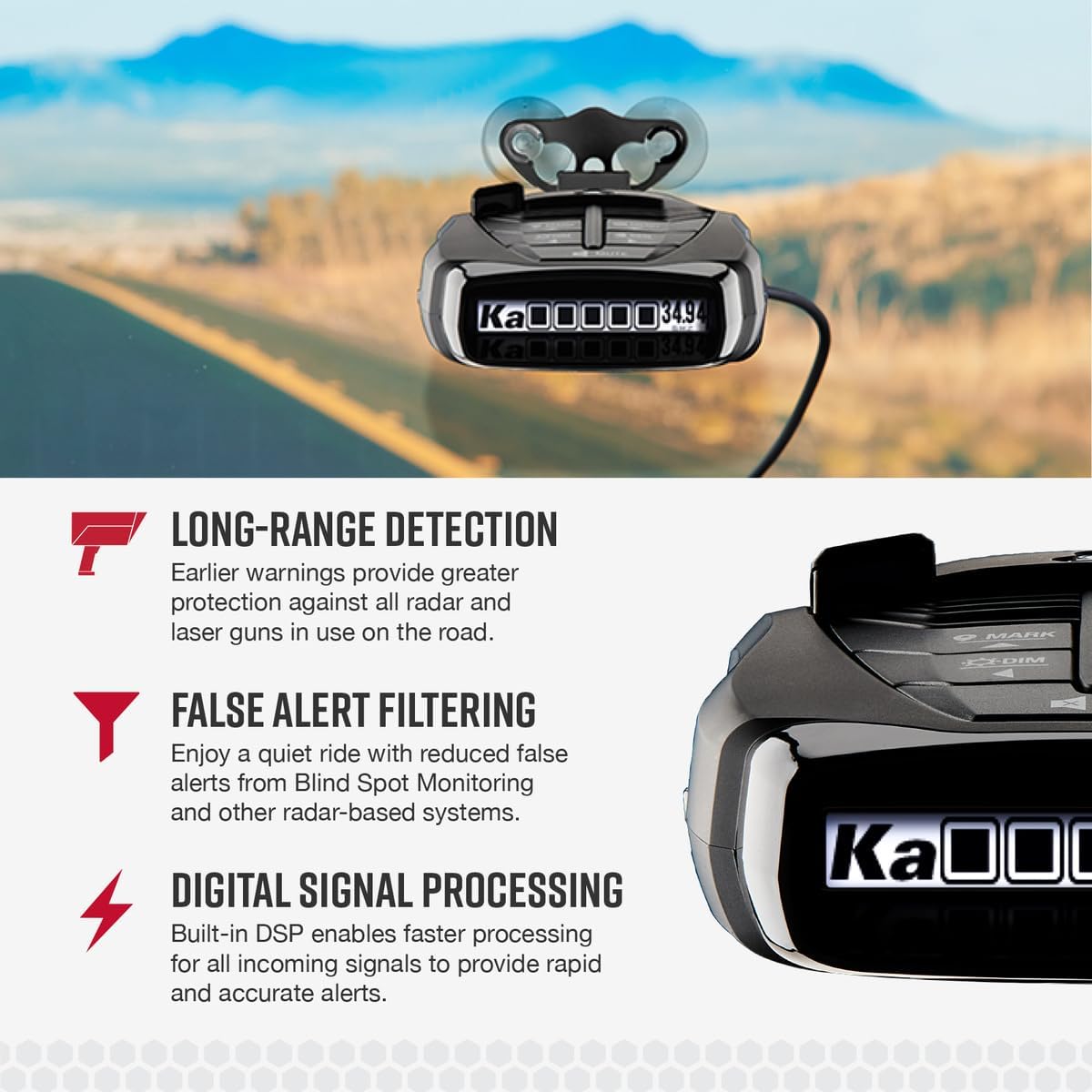 Cobra RAD 480i Laser Radar Detector, Long Range Detection, Bluetooth, Black