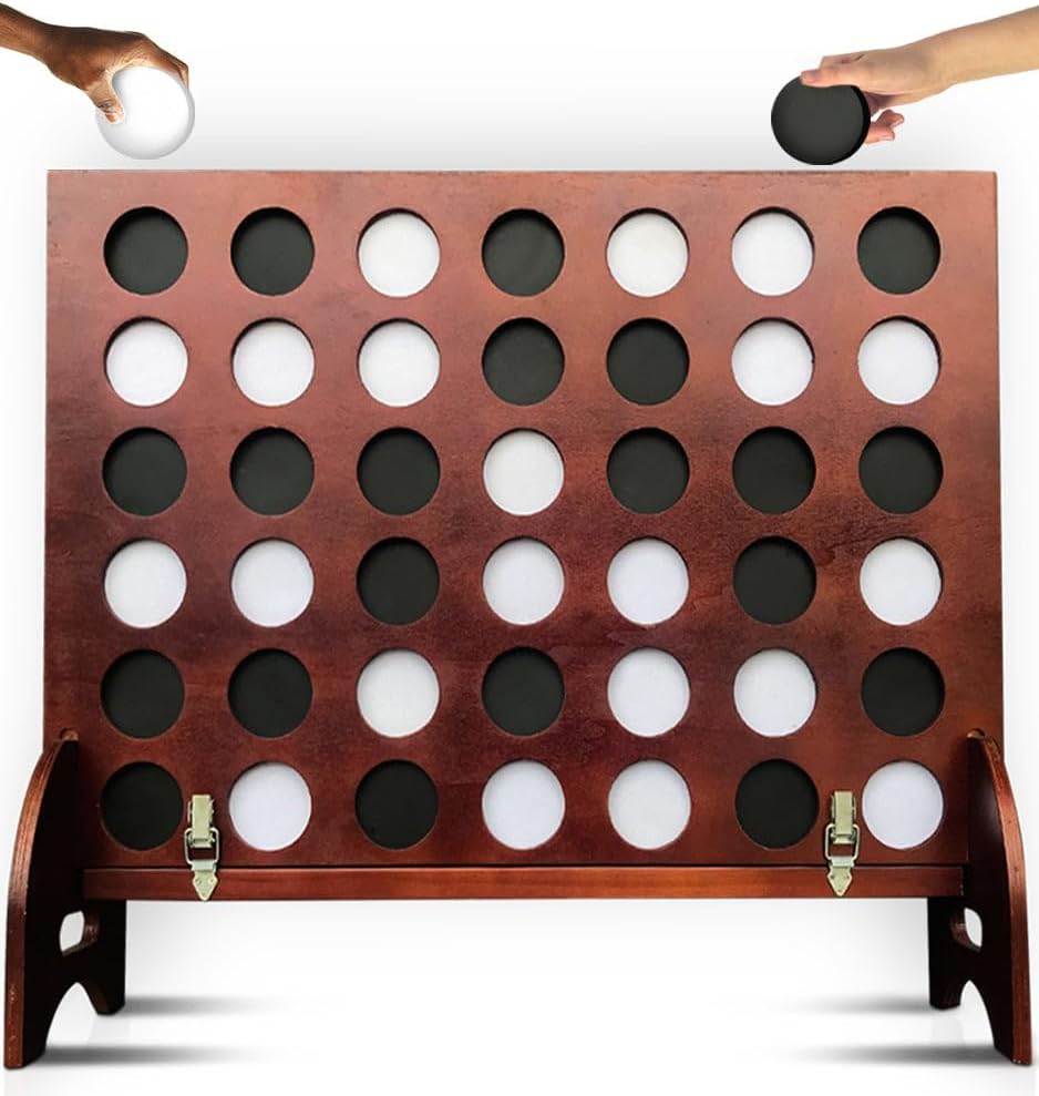 Swooc - Giant Four in a Row (All Weather) with Carrying Case & 60% Quieter Design - Giant Game Outdoor for Adults and Family - 4 in a Row Life Size