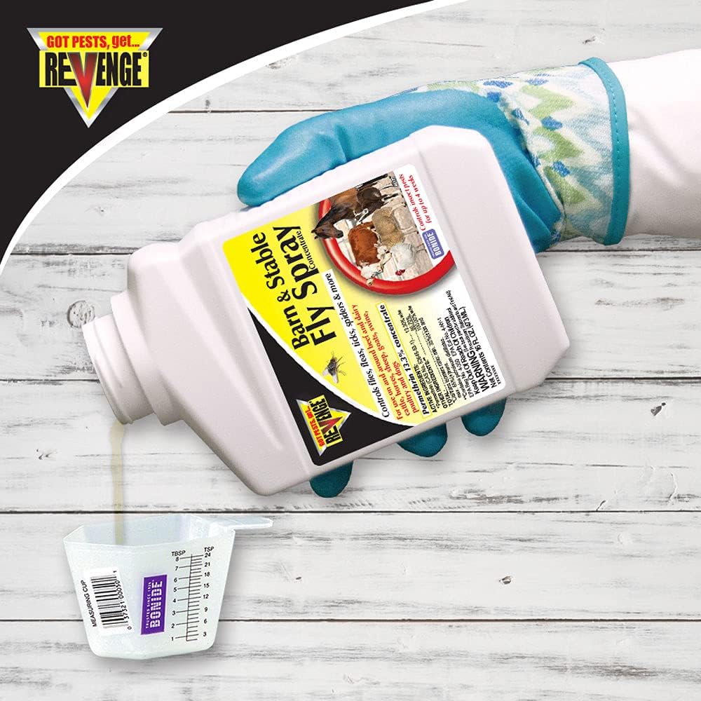 Bonide (BND46177) - Revenge Barn & Stable Fly Spray, Indoor & Outdoor Insecticide/Pesticide Fly Killer Concentrate (16 oz.)