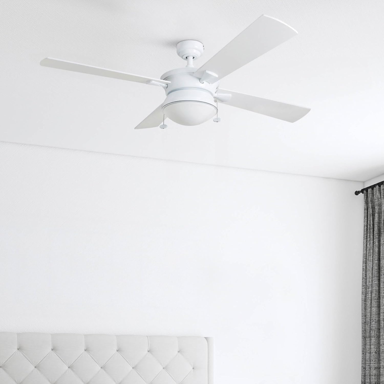 Prominence Home Auletta, 52 Inch Contemporary Indoor Outdoor Ceiling Fan with Light, Pull Chain, Dual Mounting Options, Dual Finish Blades