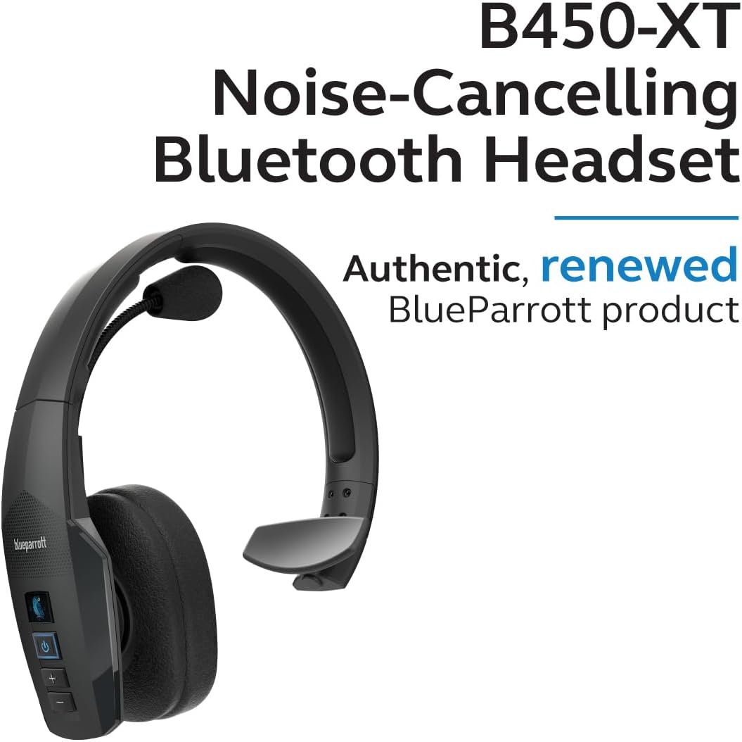 BlueParrott B450-XT Noise Cancelling Bluetooth Headset – Updated Design with Long Wireless Range