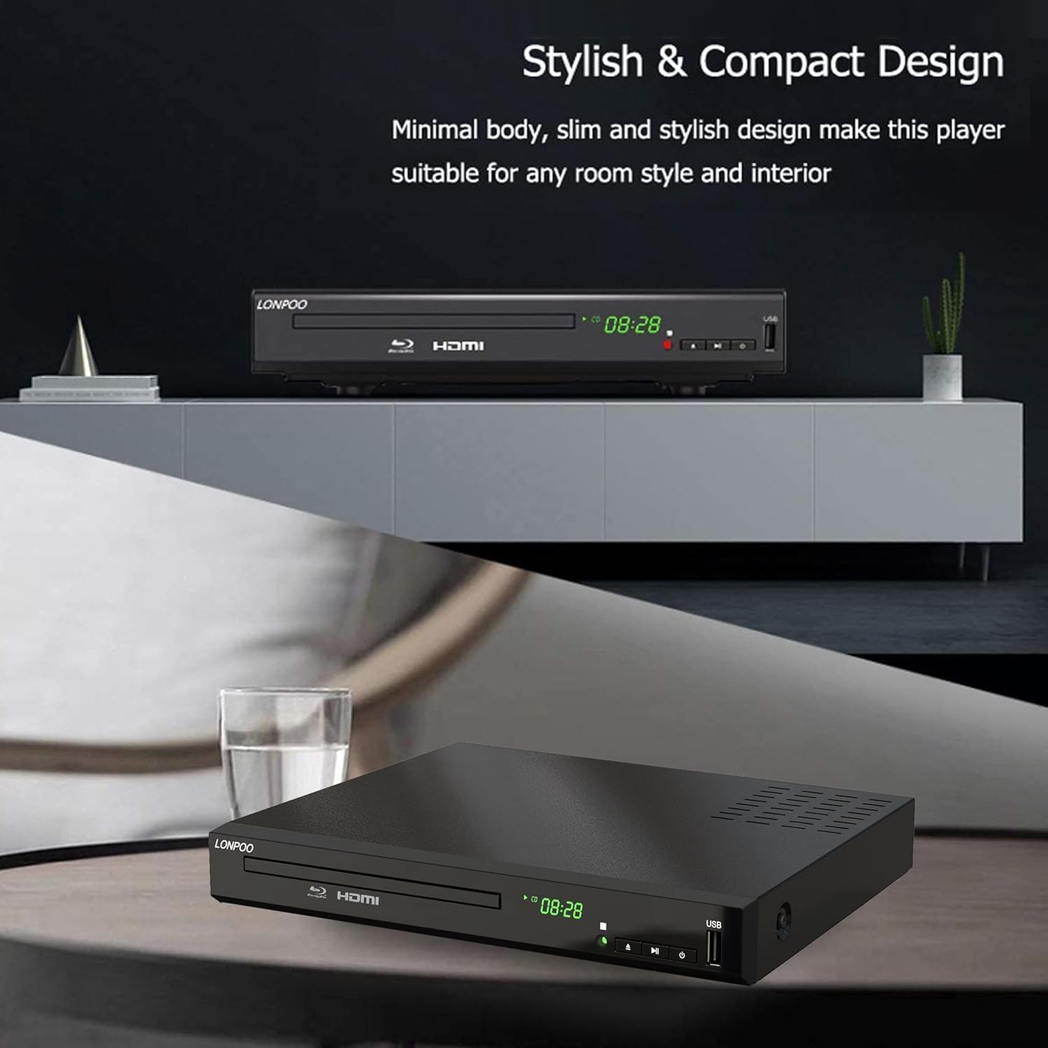 Blu Ray Player for TV, Full HD DVD Player HDMI with Dolby Digital TrueHD/DTS | Region A Blu-ray, Region Free DVD Disc, DVD Upscaling
