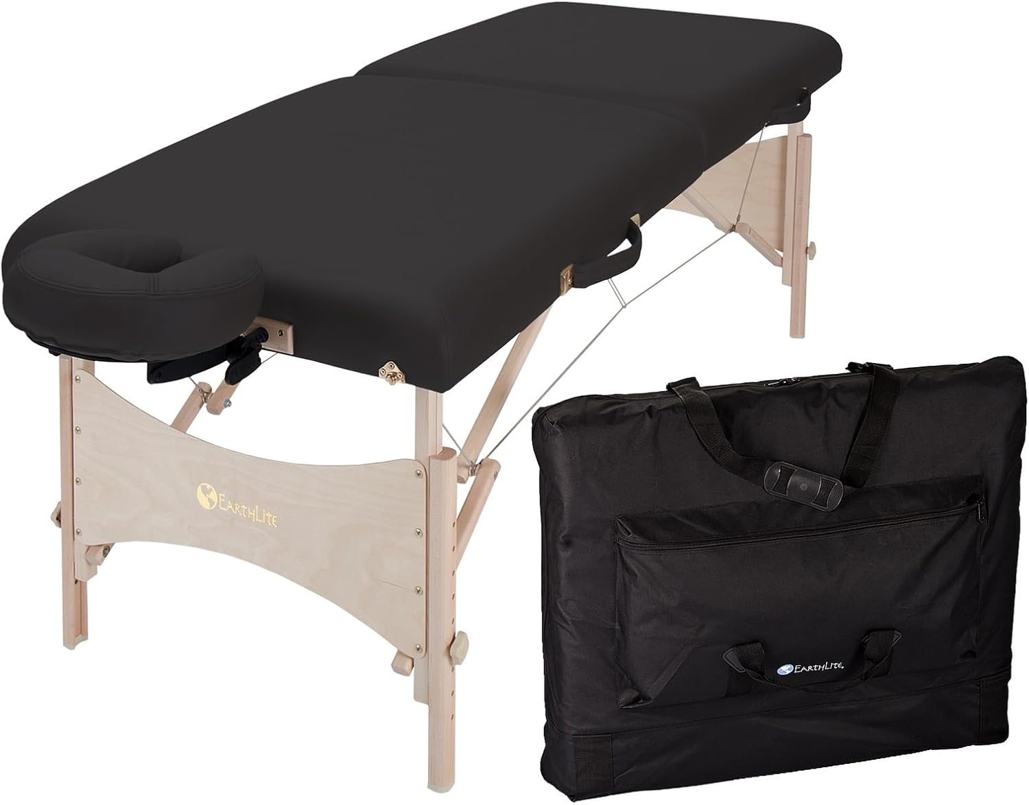 EarthLite Harmony DX Portable Massage Table Package, Includes Table + Face Cradle + Carrying Case, 30" x 73, Black