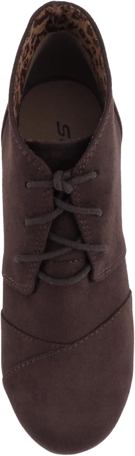 Soda “REX” ~ Women Lace Up Rounded Toe Low Wedge Ankle Bootie
