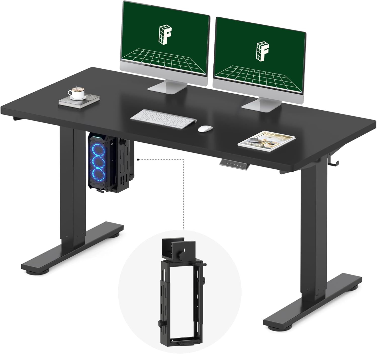 FLEXISPOT EN2 48"x24" Standing Desk with Power Strip Bundle, Black