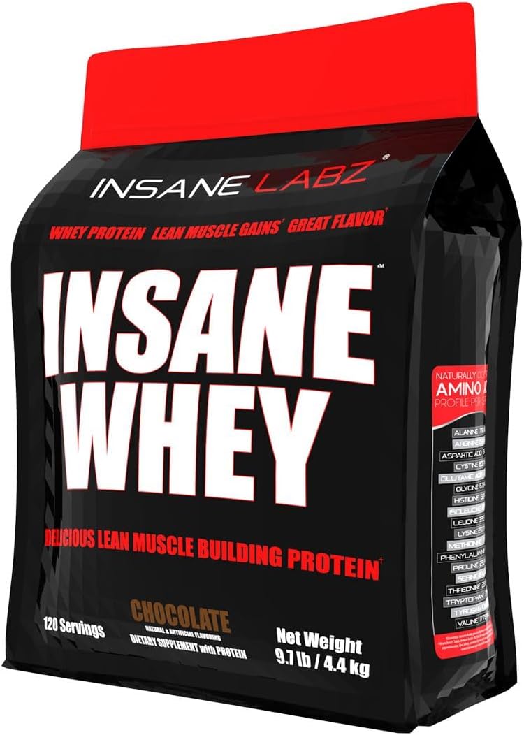 Insane Labz Insane Whey,100% Muscle Building Whey Protein, Post Workout, BCAA Amino Profile, Mass Gainer, Meal Replacement, 60 Srvgs, (Chocolate)