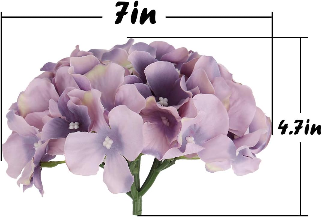 Silk Hydrangea Heads Artificial Flowers Heads with Stems for Home Wedding Decor,Pack of 10 (White)