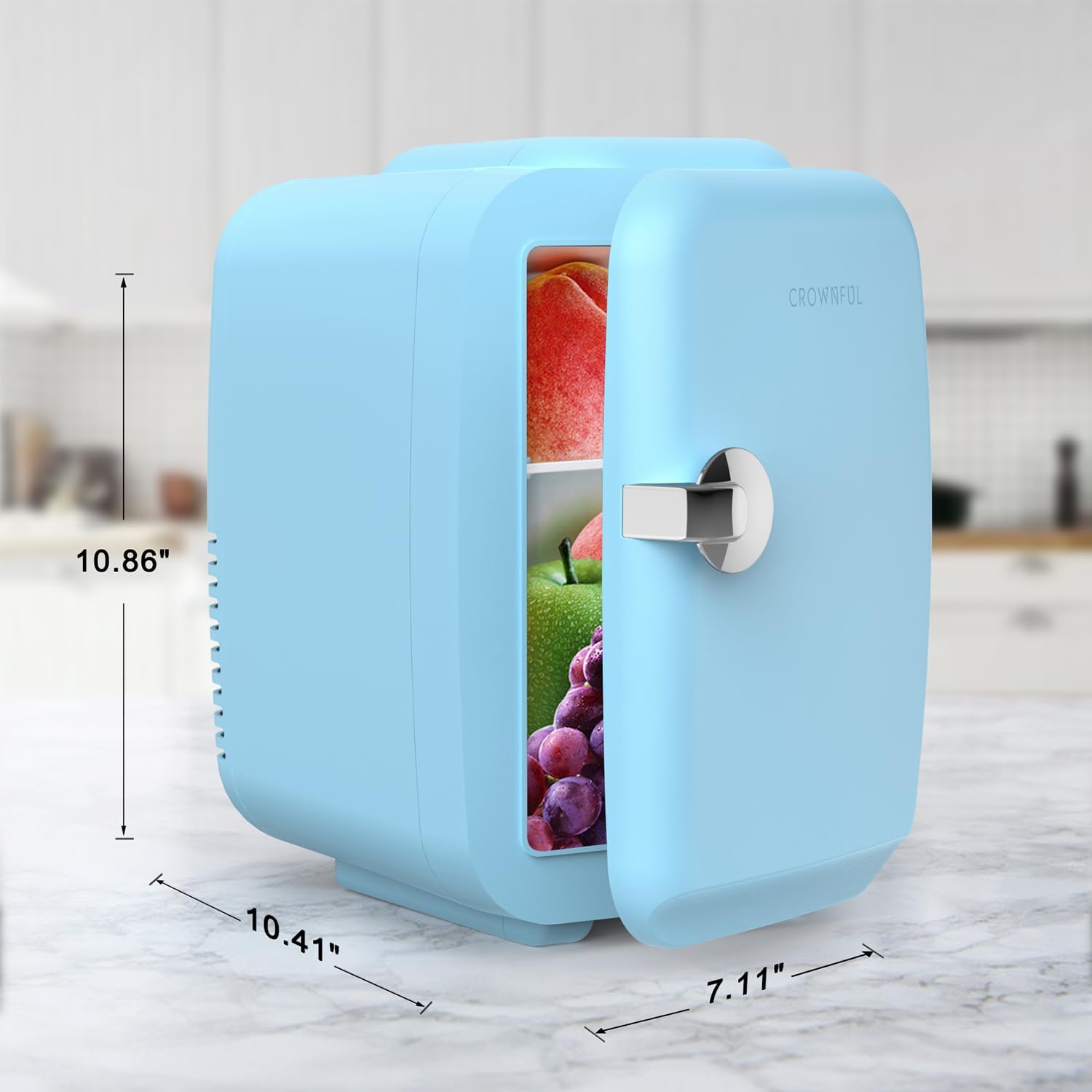 CROWNFUL Mini Fridge, 4 Liter/6 Can Portable Cooler and Warmer Personal Refrigerator for Skin Care, Cosmetics, Beverage, Food, Great for Bedroom