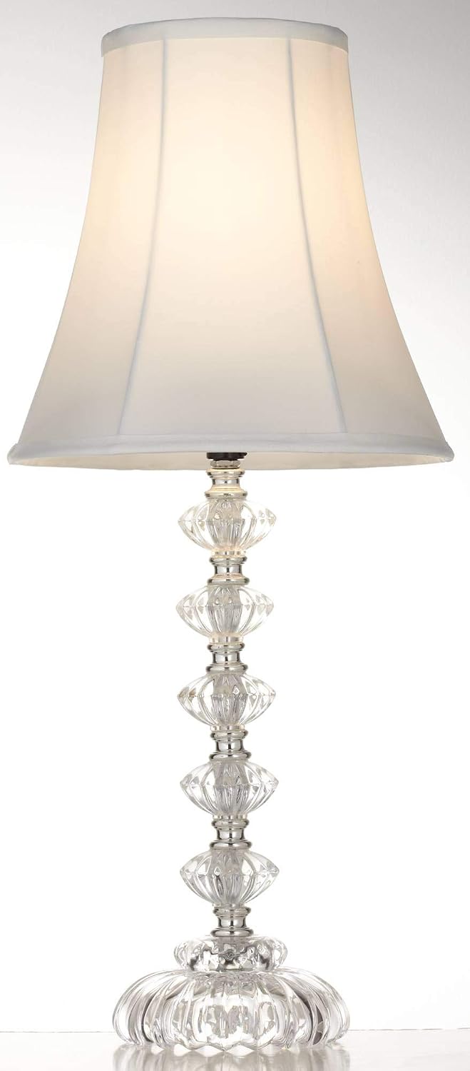 Bohemian 21" High Table Lamp Glass Stacked Traditional Modern Colored | Orchid Pink Chic Multi Kids Girls Living Room Bedroom Bedside House Nightstand Office Home Family Bell Shade