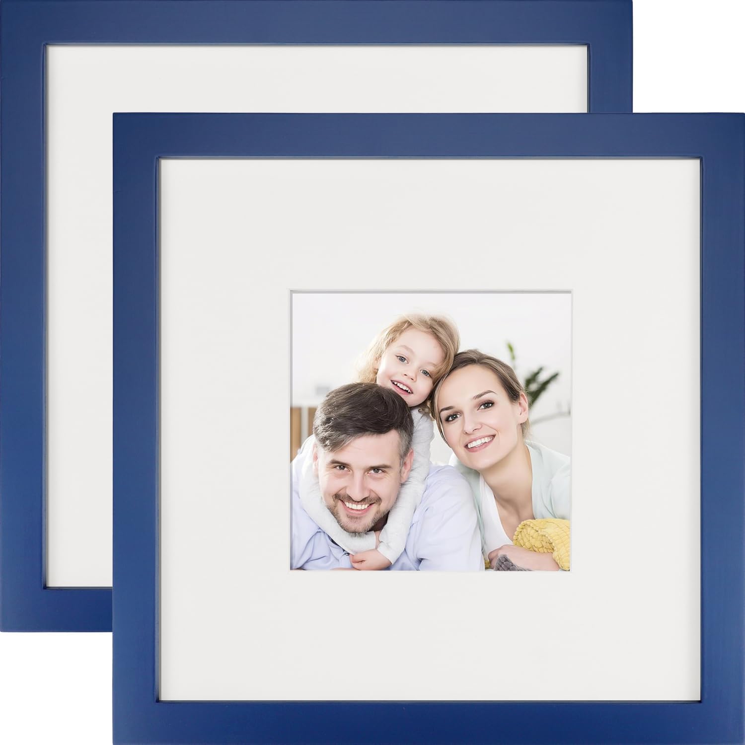 Picture Frames 8x8 2 Pack Made of Solid Wood Black for Wall Mounting and Tabletop Display