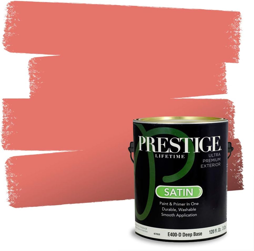 PRESTIGE Paints Exterior Paint and Primer In One, 1-Gallon, Satin, Comparable Match of Sherwin Williams* Real Red*