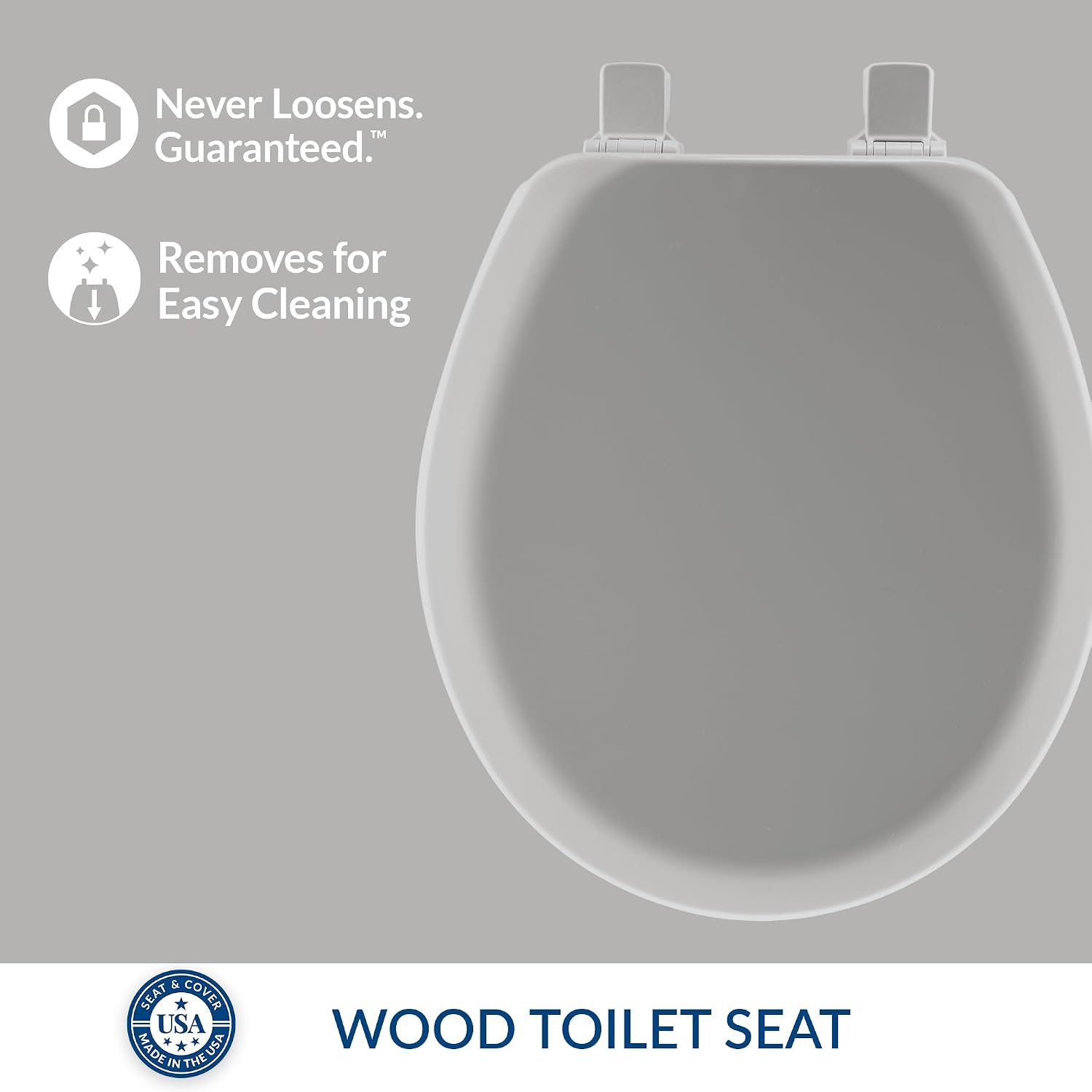 Mayfair Cameron Black Toilet Seat, Non Slip Heavy Duty Wood, Easy Clean, Made in USA, Round