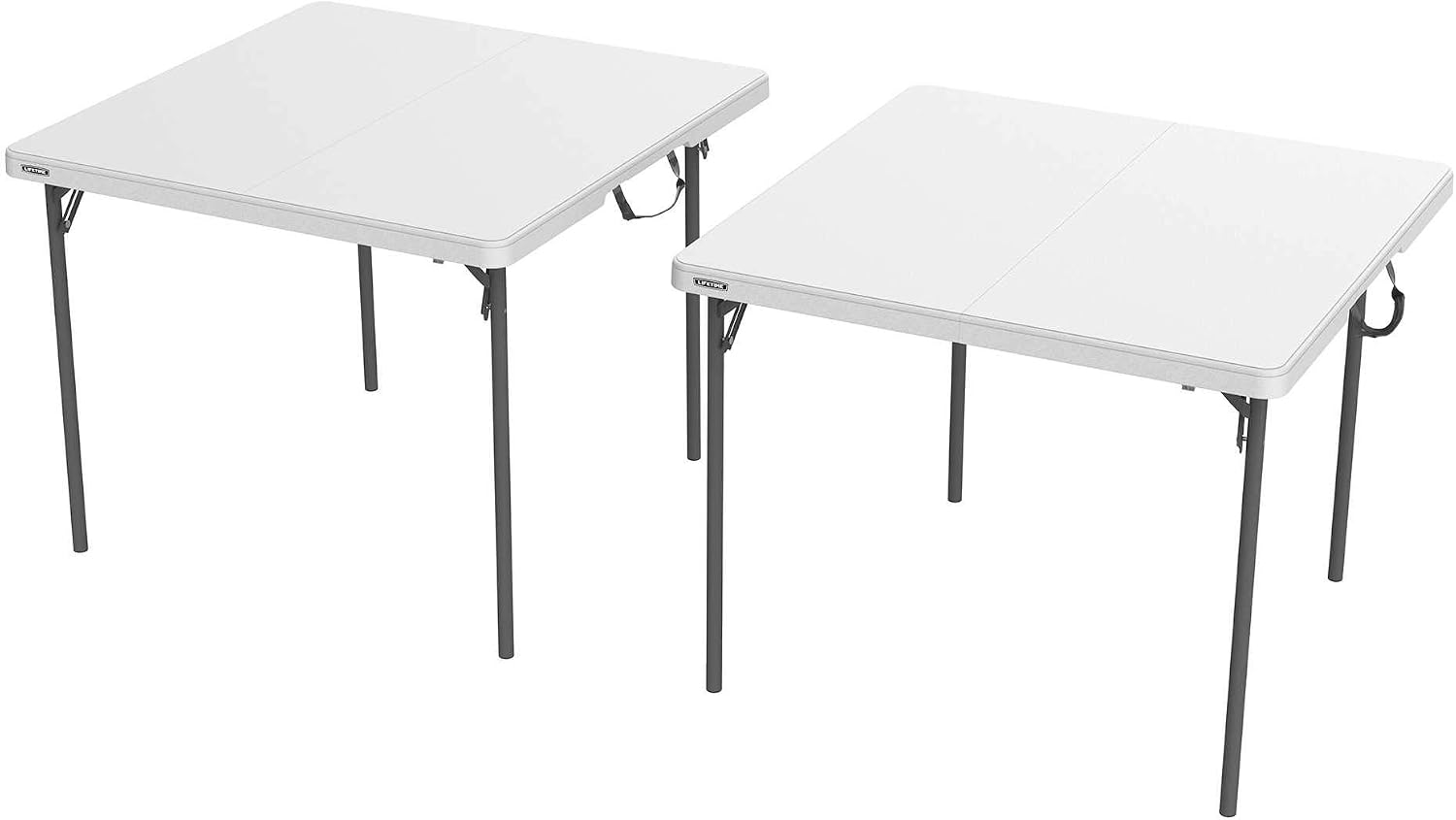 LIFETIME 280228 37-Inch Square Fold-in-Half Table, White Granite Top with Gray Frame