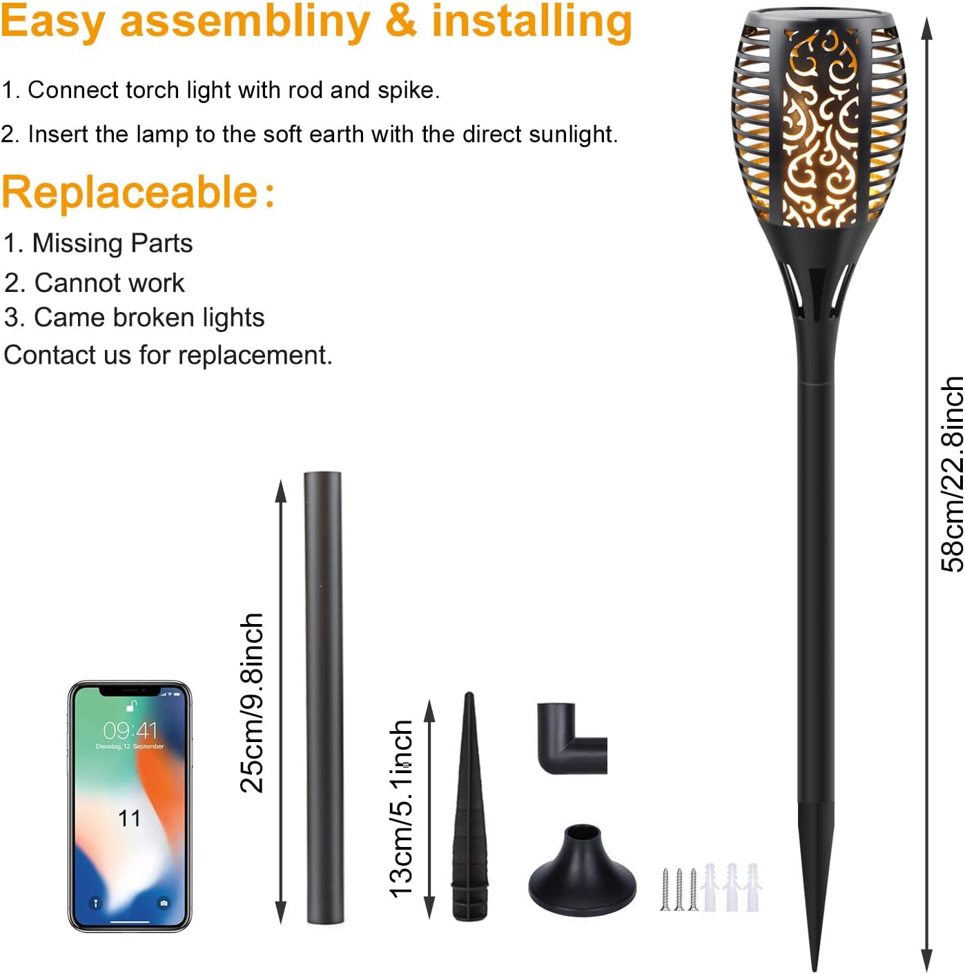 8Pack Flickering Solar Lights Outdoor Dancing Flame 3 Installation