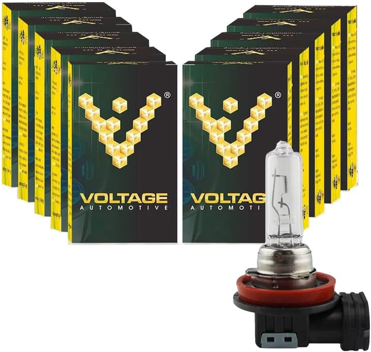 Voltage Automotive H11 Halogen Bulb (10 Pack) - Standard Replacement For High Beam Low Beam Driving Fog Light