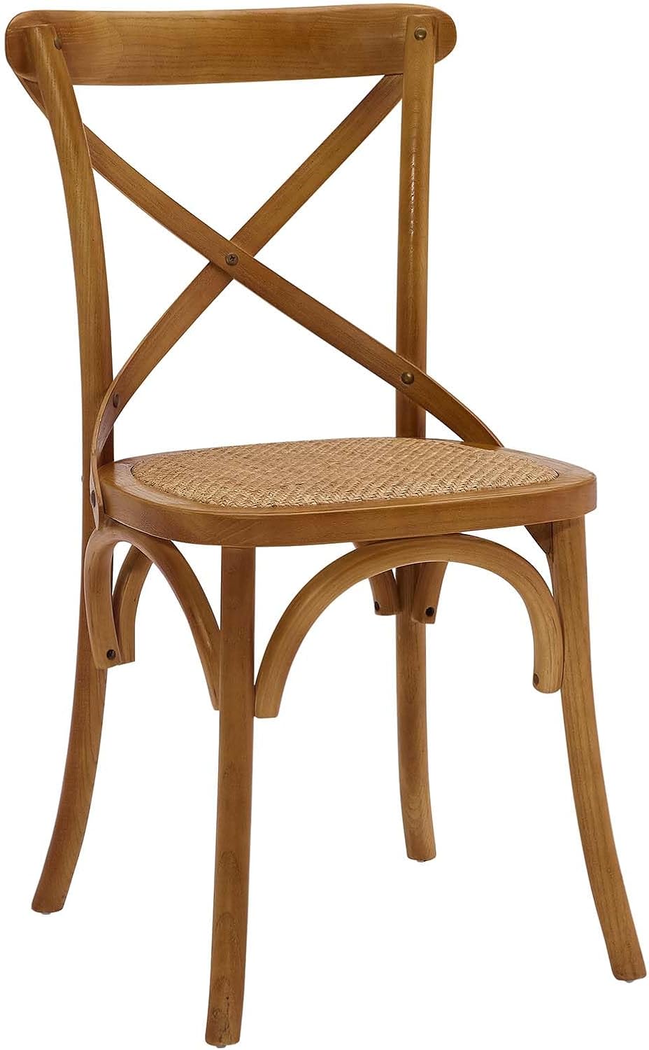 Modway Gear Rustic Modern Farmhouse Elm Wood Rattan Dining Chair in Gray