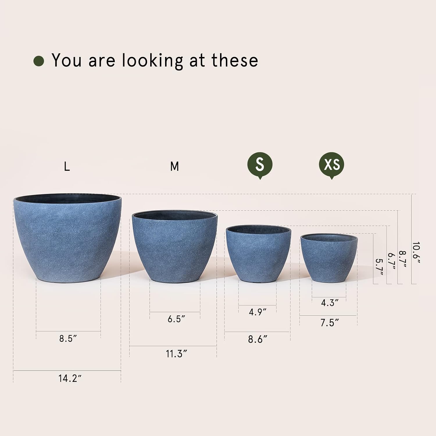 LA JOLIE MUSE Planter Pots, Indoor Outdoor Flower Pot, 8.6+7.5 Inch 2 Pack