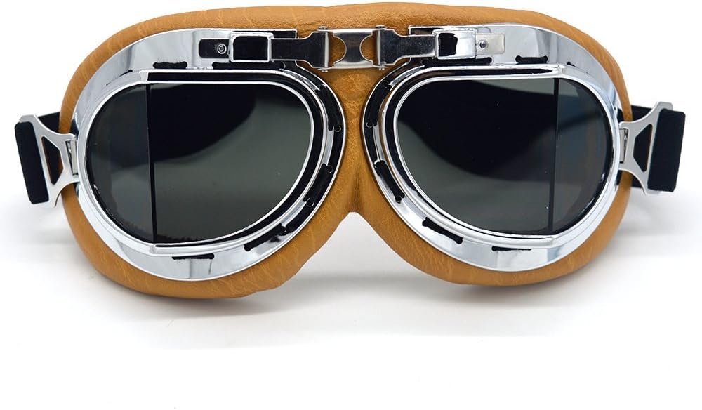 Motorcycle Goggles Anti Fog&Wind&Dust&Sand Aviator Pilot Motocross | Dirt Bike Atv Riding Goggles with Yellow Lens,Fit Over Glasses or Helmet