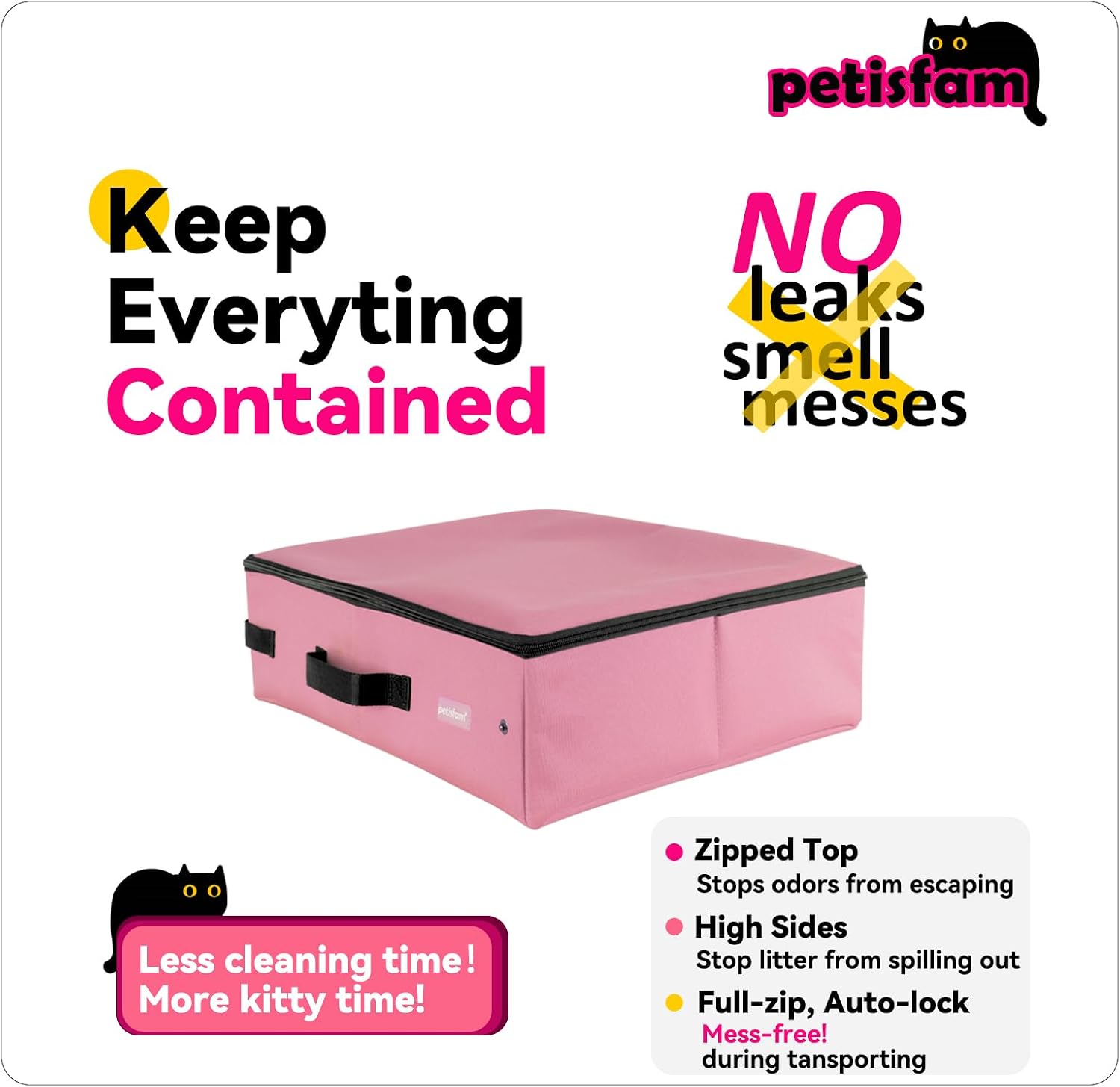 Portable Travel Litter Box for Cats with Lid to Contain Litter and Odor. Easy to Carry, Clean and Store. Easy for Car Travel, Hotle Stays