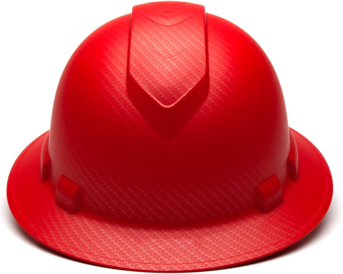 Pyramex Ridgeline Full Brim Hard Hat 4 Point Ratchet White | Full-brim sun & rain protection, HDPE shell, Ratchet suspension, Construction & utility, ANSI Z89.1 Type I Class C/G/E
