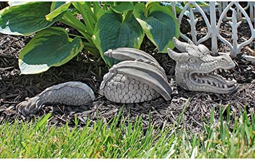 Design Toscano The Dragon of Falkenberg Castle Moat Lawn Garden Statue, 28 Inch Long, 14 Inch Tall, Cast Stone Resin, Gray Stone Finish