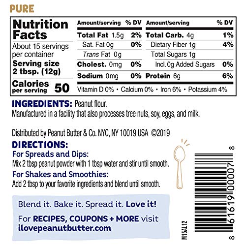 Peanut Butter & Co. Vanilla Peanut Butter Powder, 6.5 oz (2 Pack) | Non-GMO Project Verified, Gluten Free, Vegan, Vanilla Peanut Butter Powder, Low Fat, Protein for Smoothies, Baking & Recipes