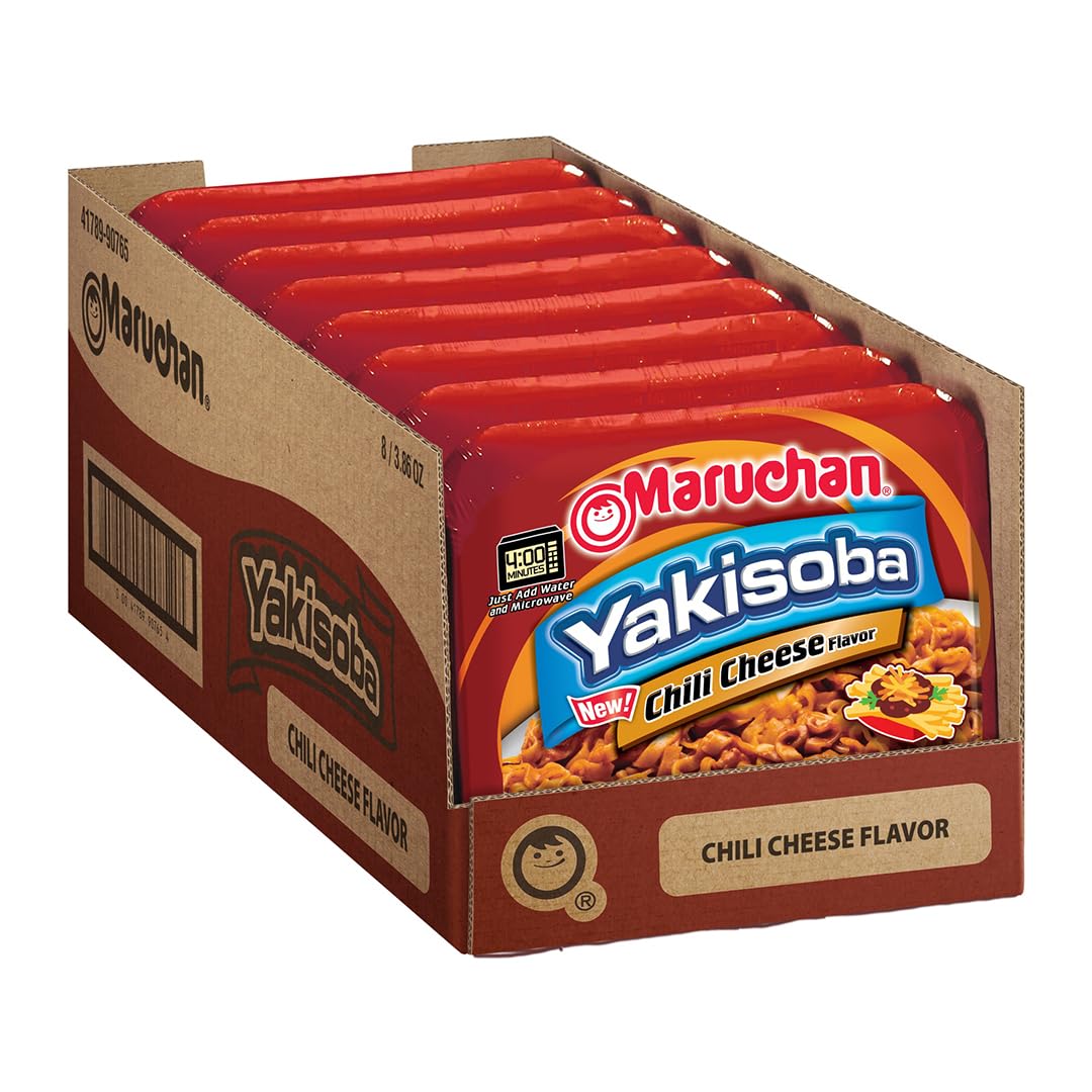 Maruchan Yakisoba, Spicy Chicken Flavor – Stir-Fried Japanese Instant Ramen Noodles, High Protein Microwavable Meal – 4.11 Oz. (8 Pack)