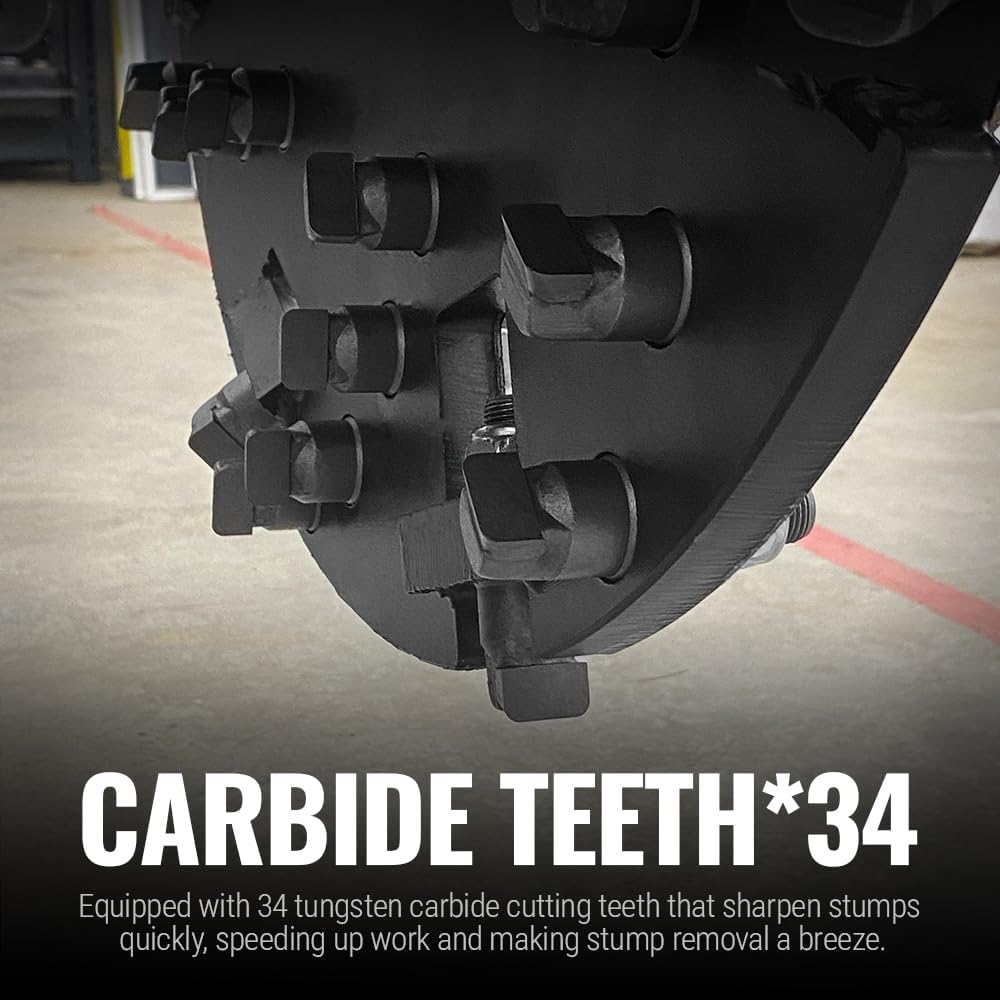 MechMaxx Heavy Duty 3-Point PTO Powered Stump Root Grinder For 15-45HP Tractors With 34 Carbide Teeth, 6'' Cutting Depth, 24'' Flywheel Diameter, Model SG24 Orange