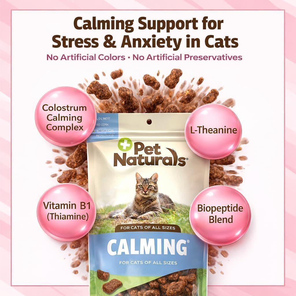Pet Naturals Calming Chews for Cats, Anxiety Relief with Gentle Ingredients for Thunder, Fireworks, Travel, Grooming, Calming Pet Treats, Chicken Flavor, 30 Count