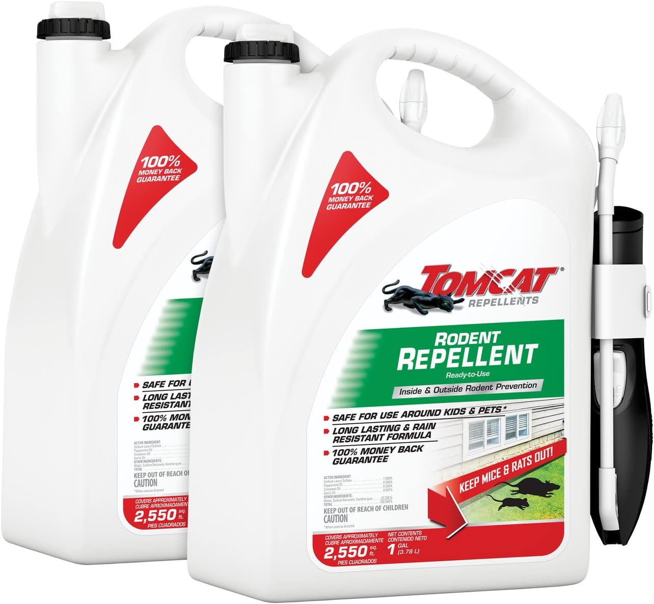 Tomcat Repellents Rodent Repellent Ready-to-Use with Comfort Wand, 1 gal. | For Indoor and Outdoor Mouse and Rat Prevention, Peppermint Oil Spray for Rodents with Cinnamon & Garlic Essential Oils